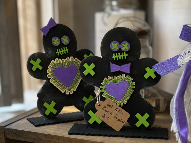 [Laser cut and engrave] Black Gingerbread Zombie Halloween Tabletop Figures
