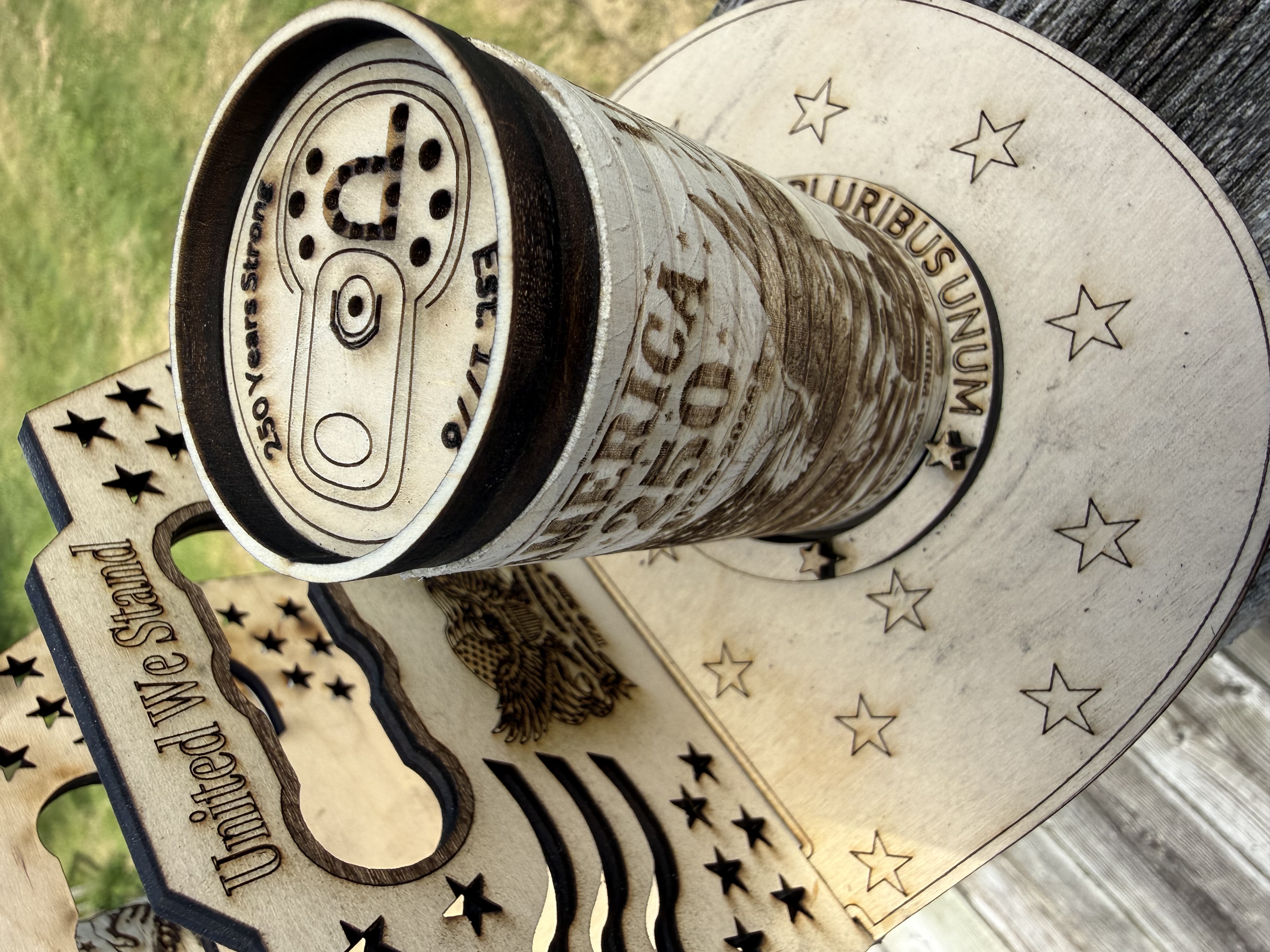 [Laser cut and engrave] Beer Soda Can Salt & Pepper Shakers + Matching Napkin Caddy America 250 Collection