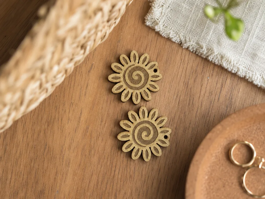 Sonnenblumen Ohrring Anhänger aus Holz