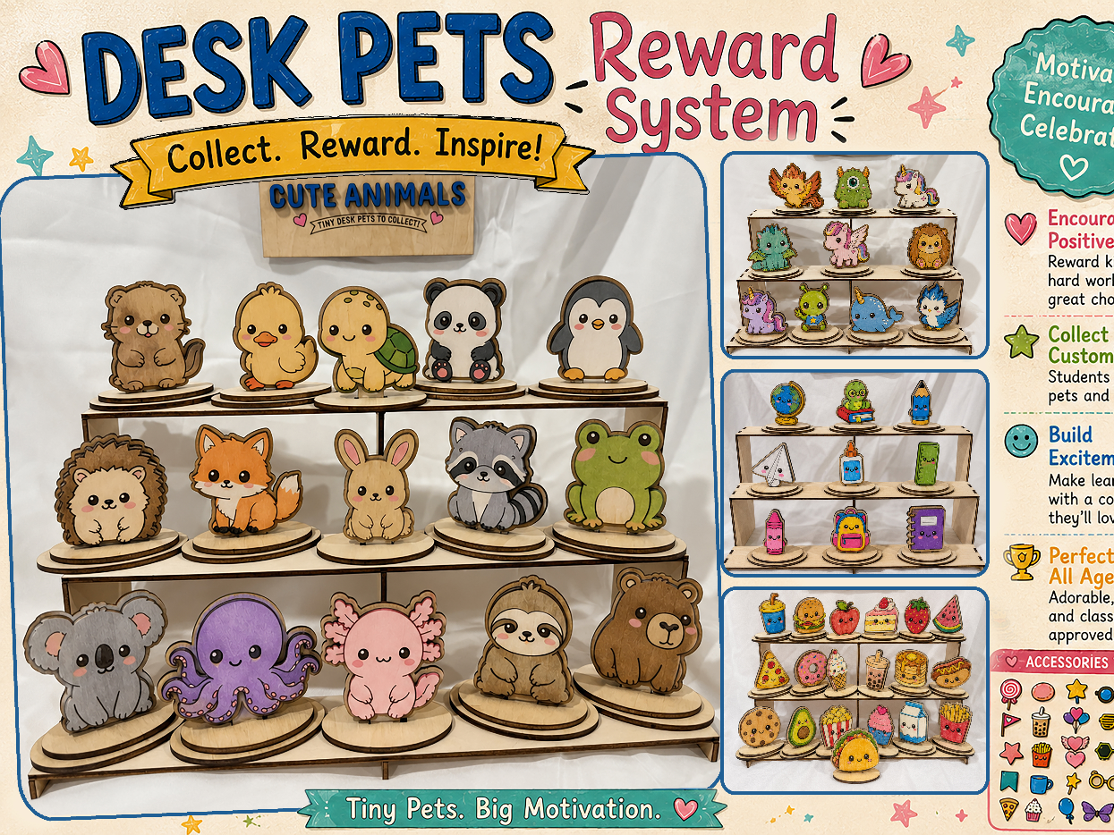 Animal Desk Pets Classroom Reward System Figures and Accessories