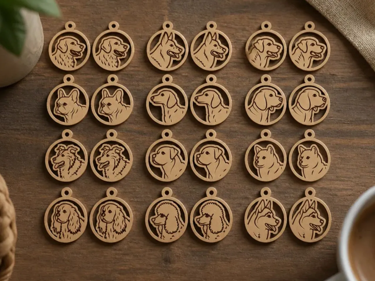 [Laser cut and engrave] Earring Dog Lasercut BUNDLES 12 DESIGNS