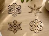 [Laser cut and engrave] Set of Four Geometric Snowflake Ornaments