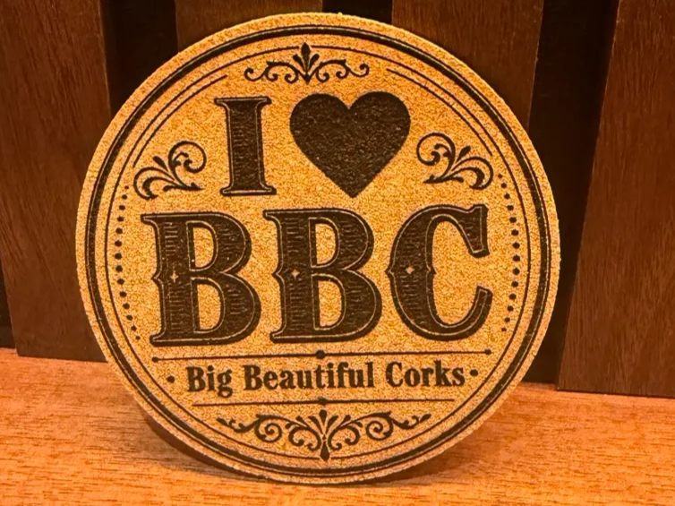 I Love BBC Big Beautiful Corks Round Drink Coaster