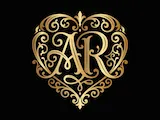 [Laser cut and engrave] Monogramme doré AR avec motif de cœur ornemental sur fond bordeaux