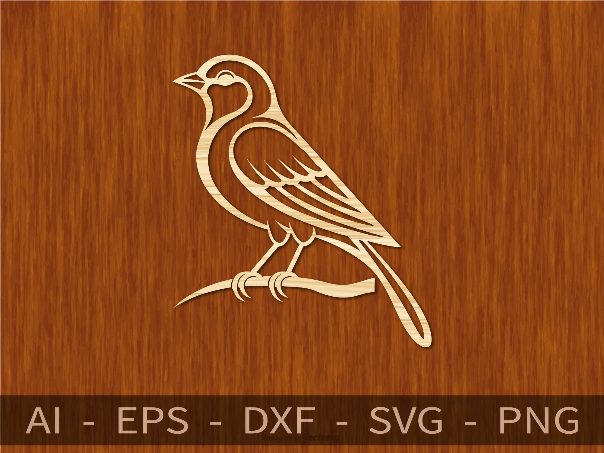 [Laser cut and engrave] Wooden Bird Wall Art Silhouette on Branch