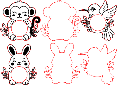 3 support bougie, singe, lapin, colibry.xs