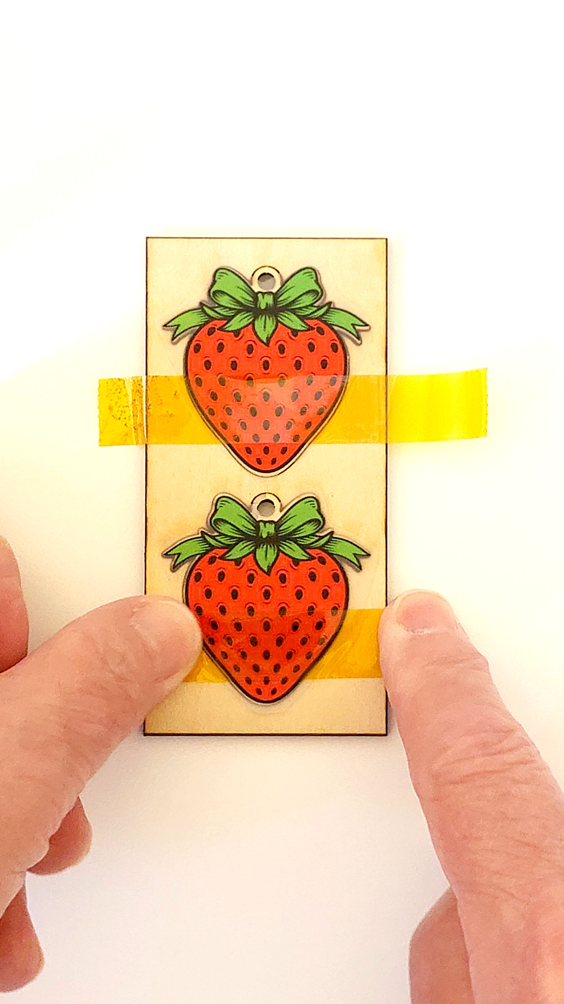 [Laser cut and engrave] Strawberry Earrings Using DTF Transfer or Print & Cut