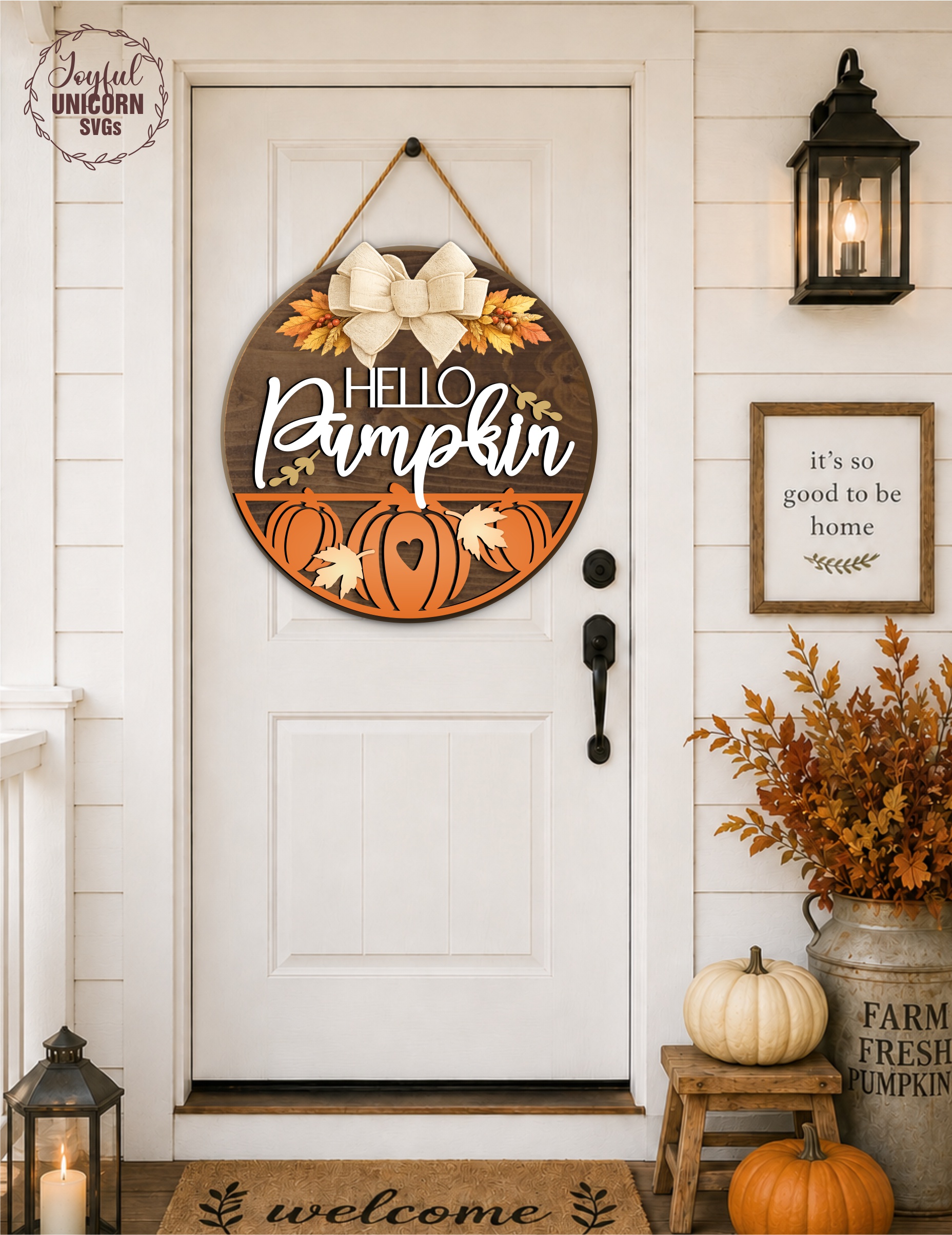 [Laser cut and engrave] Pumpkin Door Hanger SVG Bundle, Fall Door Hanger, Autumn Laser Cut File, Pumpkin Welcome Sign, Glowforge, Xtool, CNC File