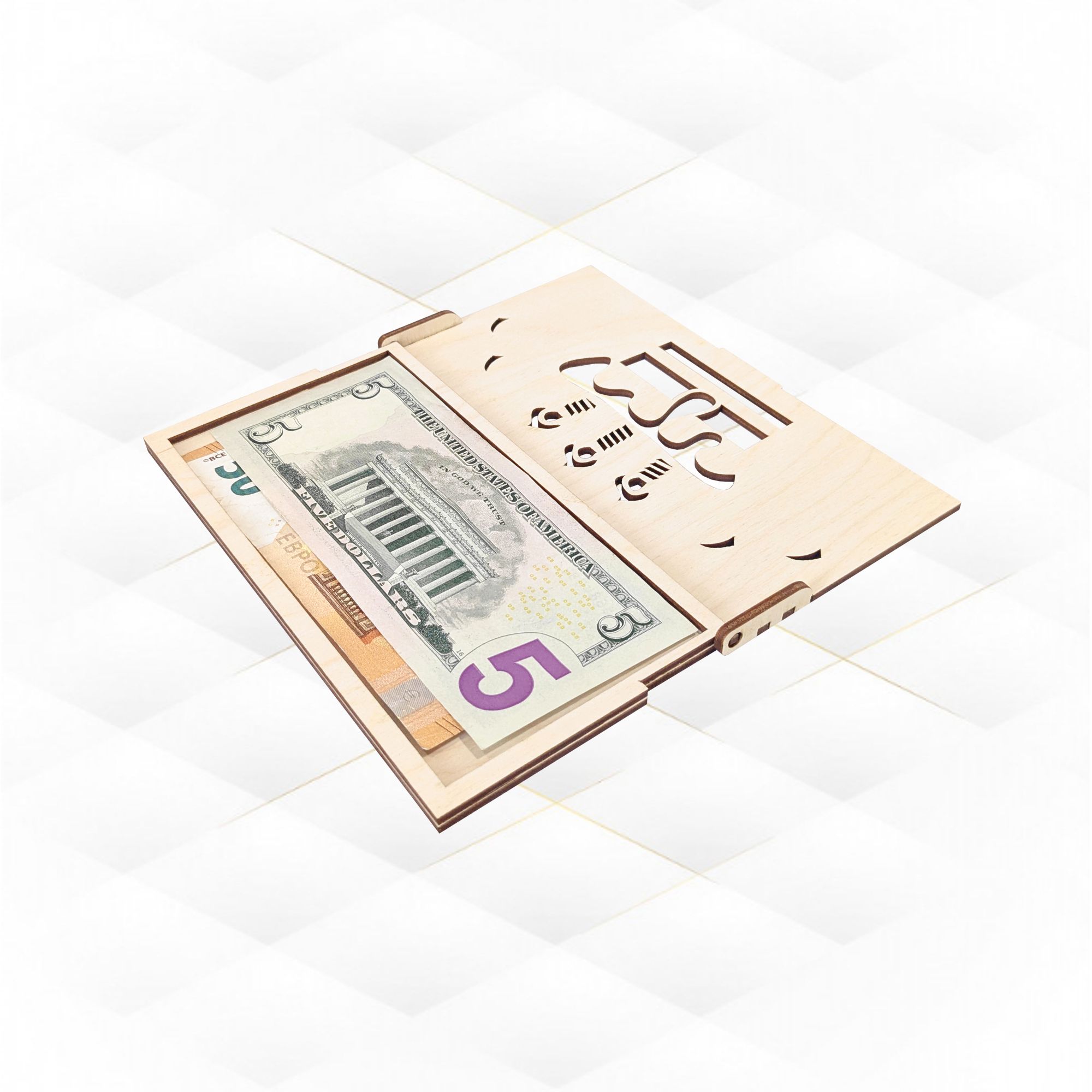 [Laser cut and engrave] Gift Money Box Case Laser Cut Template, Cover Cash Laser Cutting Design