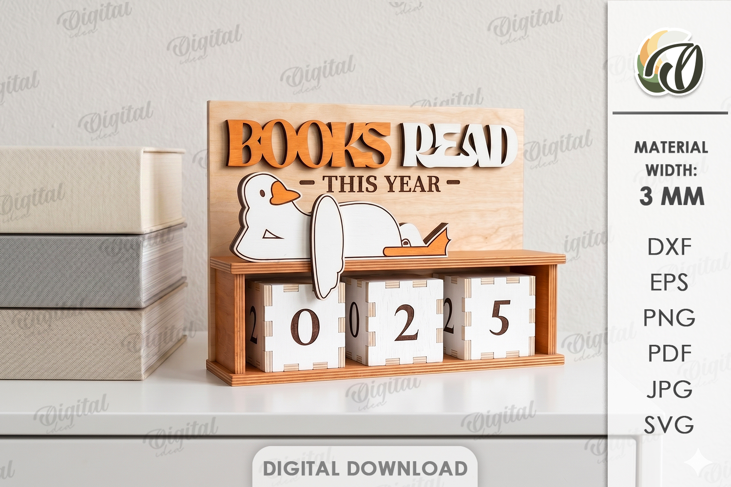 [Laser cut and engrave] 3D Books Read This Year Trackers Bundle. Reading Counter Shelf Decor Laser Cut Files. Book Tracker Display. Kids Room Decor. Book Lover