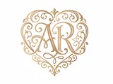 [Laser cut and engrave] Monogramme doré AR avec motif de cœur ornemental sur fond bordeaux