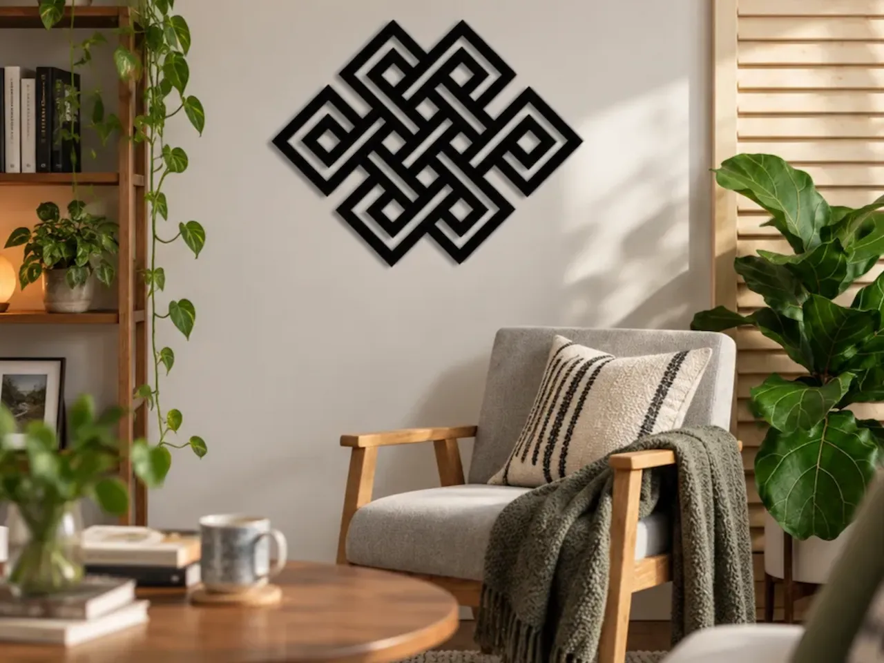 [Laser cut and engrave] Black Endless Knot Geometric Wall Art