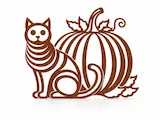[Laser cut and engrave] Cat and Pumpkin Silhouette Wall Art