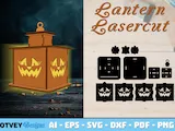 [Laser cut and engrave] Wooden Jack-o'-lantern Halloween Lantern with Cutout Face 16 Designs