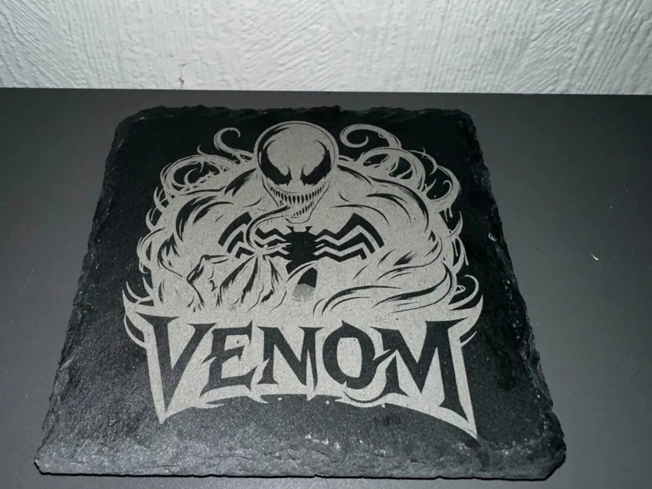 [Laser cut and engrave] Venom Marvel Character Square Slate Coaster
