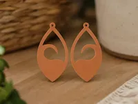 [Laser cut and engrave,Other,DTF Printing] Teardrop Earrings with Wave Cutout Motif