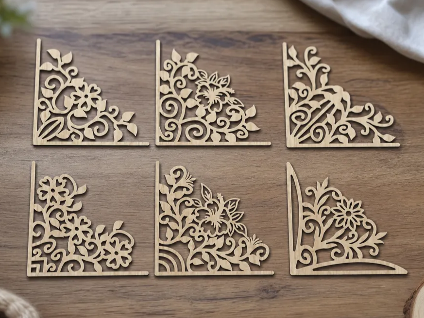 Floral Corner Applique Embellishments for Scrapbooking and Crafting