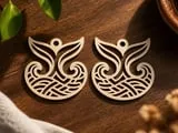 [Laser cut and engrave,Other] Whale Tail and Ocean Wave Pendant Earrings