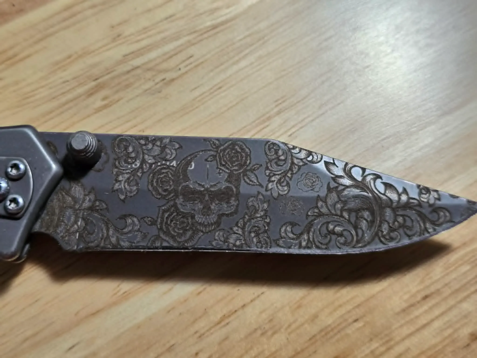 Engraving on a Gerber blade.