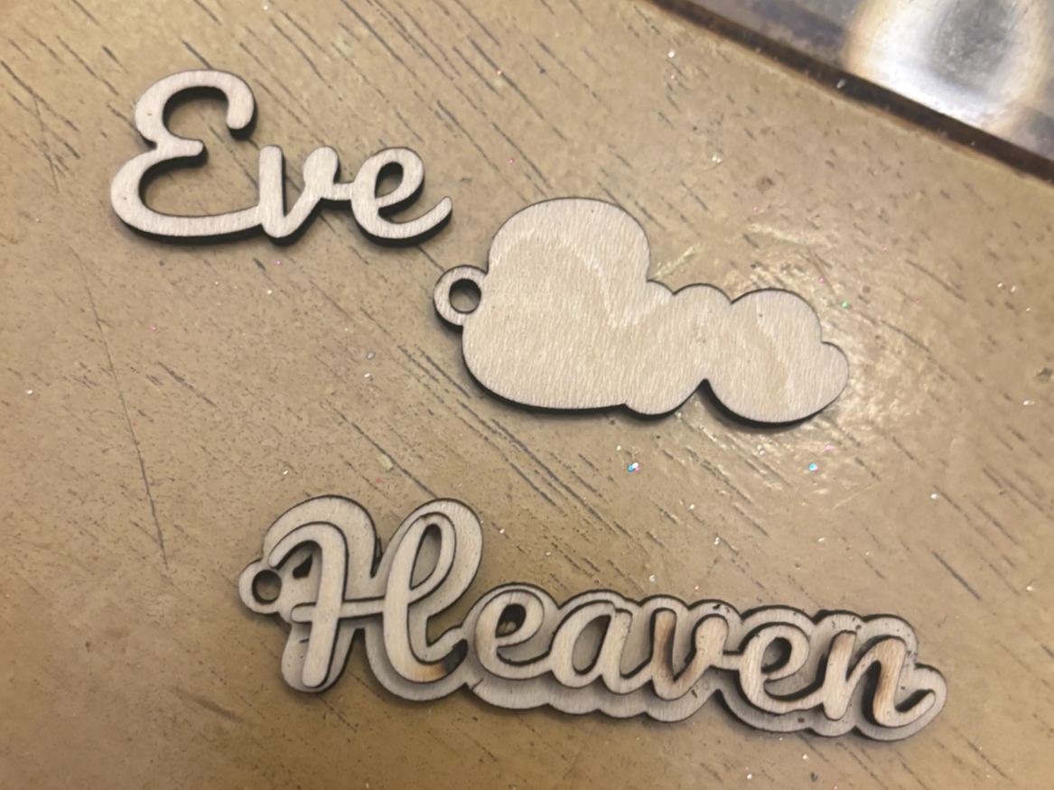 Name keychain 2pc wood