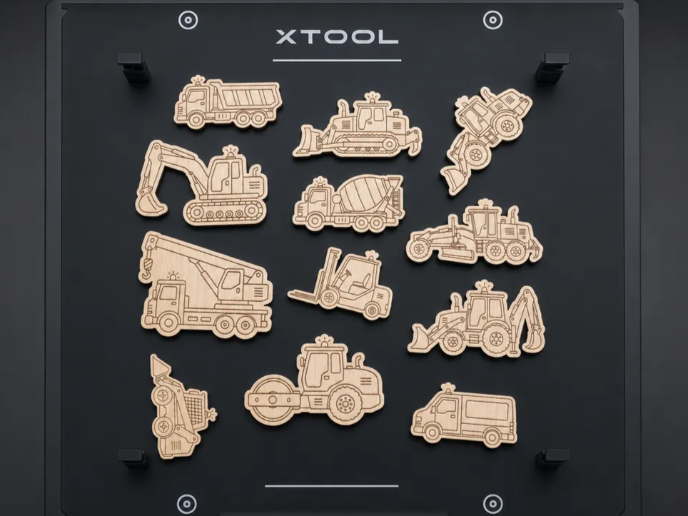 Wooden Construction Vehicle Cutouts for Kids