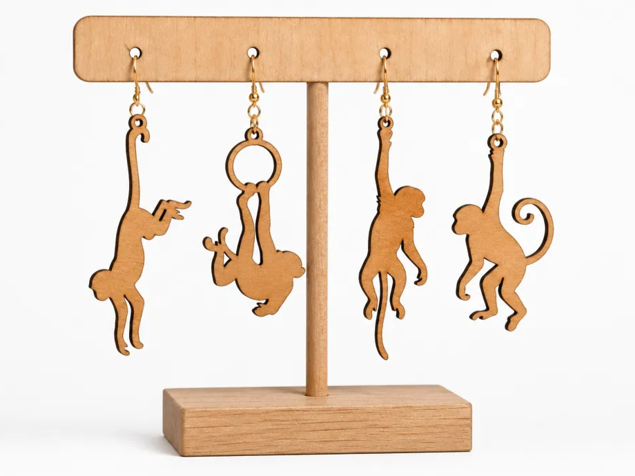Monkey Silhouette Dangle Earrings