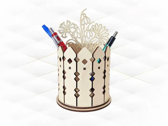 Gift Holder Pen Flowers Laser Cut Template, Desk Organizer Bouquet, Laser Cutting Design