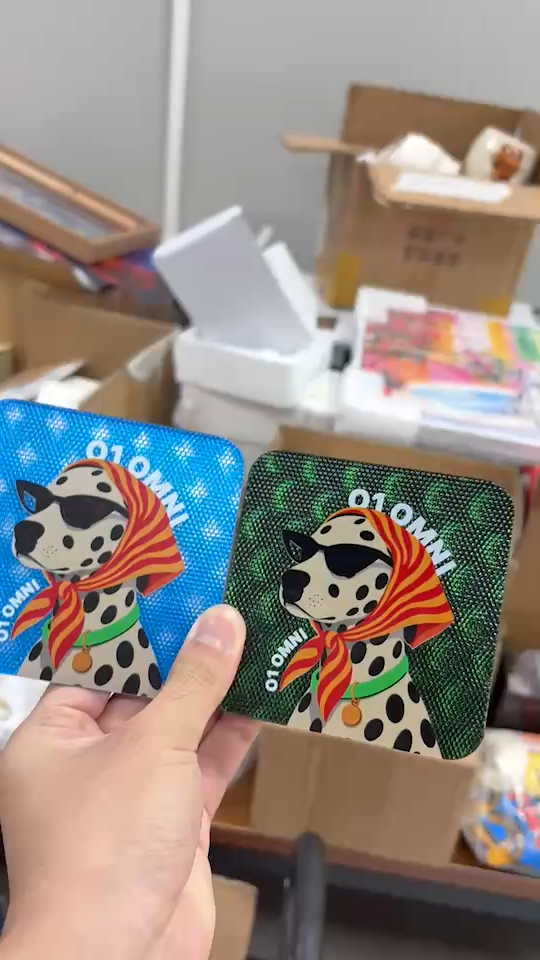 Dalmatian dog square coasters with sunglasses and headscarf