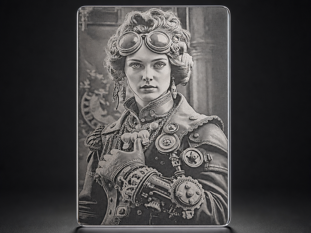 Steampunk woman portrait on a Business card