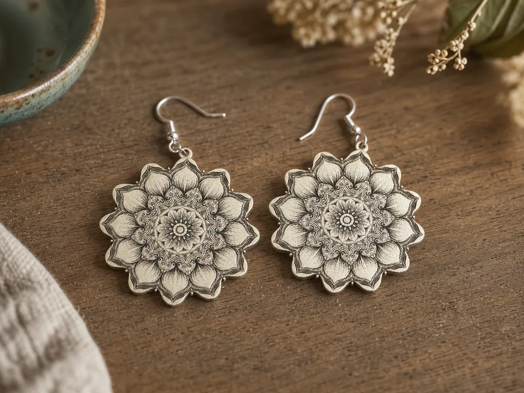 Mandala Flower Dangle Earrings