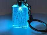 [Laser cut and engrave] Glowing Blue LED Crystal Keychain with Internal Fractal Pattern