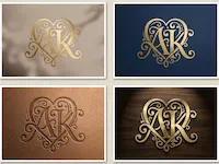 [Laser cut and engrave] AK Heart-Shaped Initials Wedding Emblem