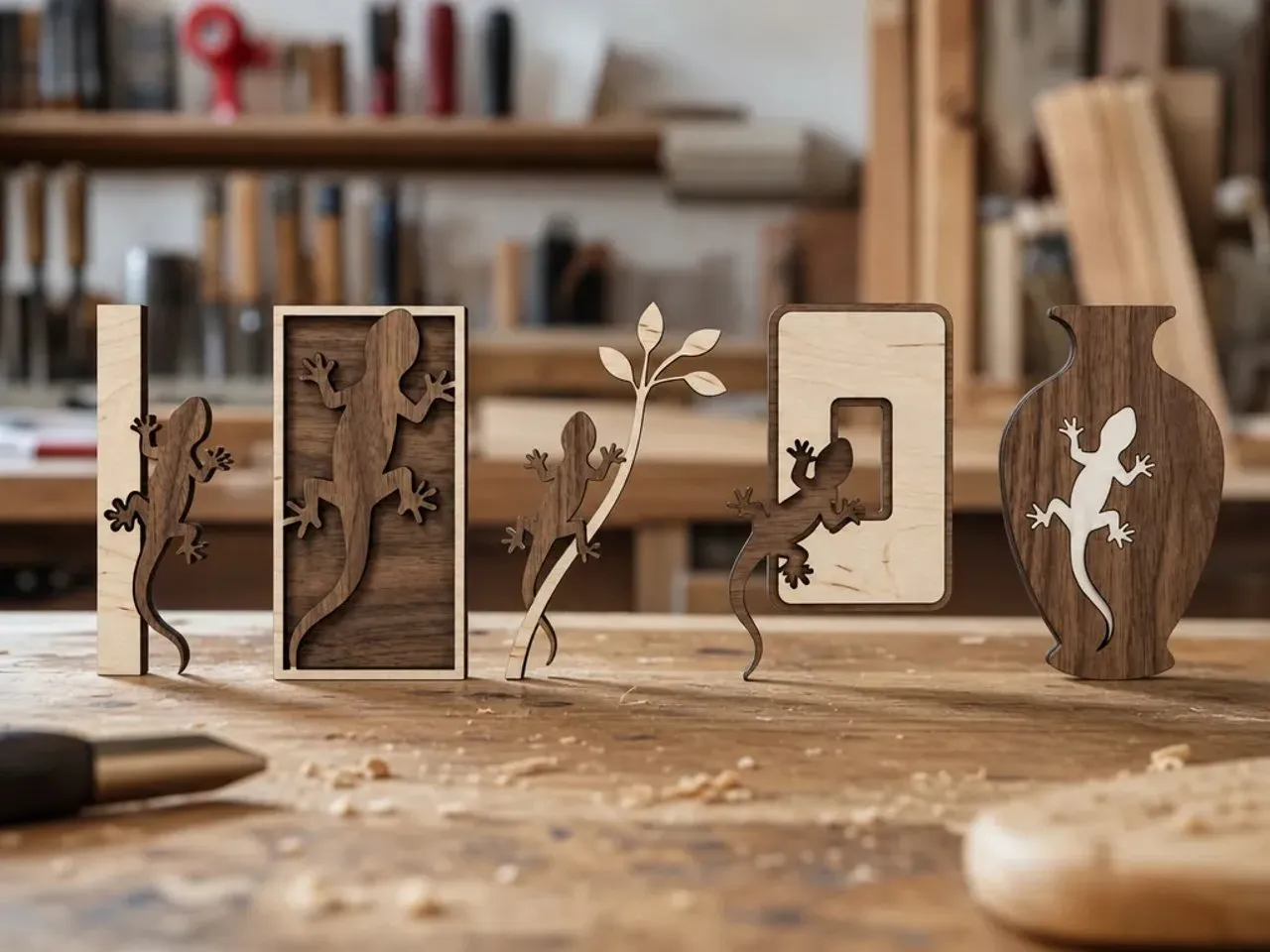 [Laser cut and engrave] Wooden Gecko Wall Art and Home Decor Accents