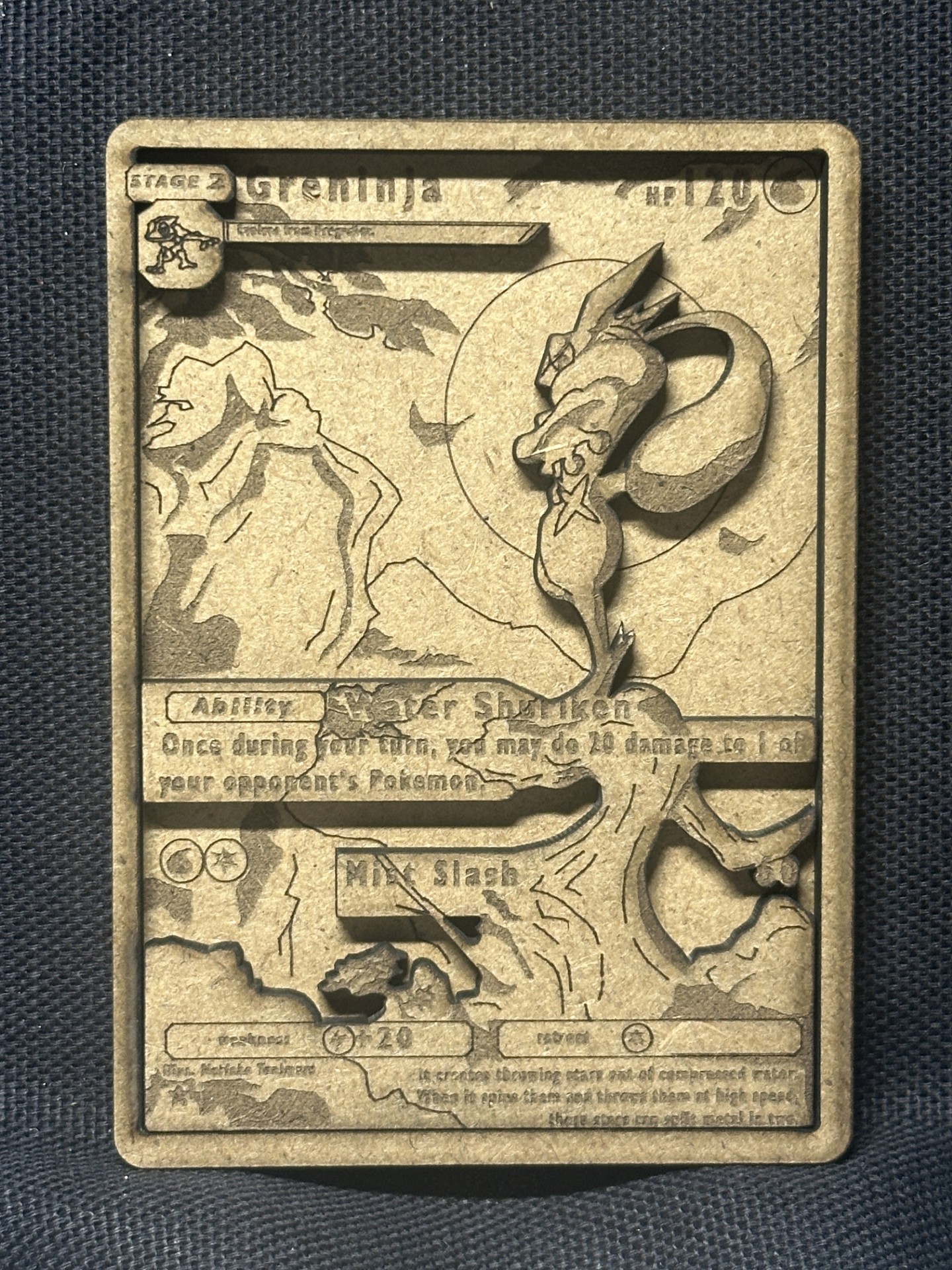 [Laser cut and engrave] Greninja Water Shuriken Trading Card Wall Art