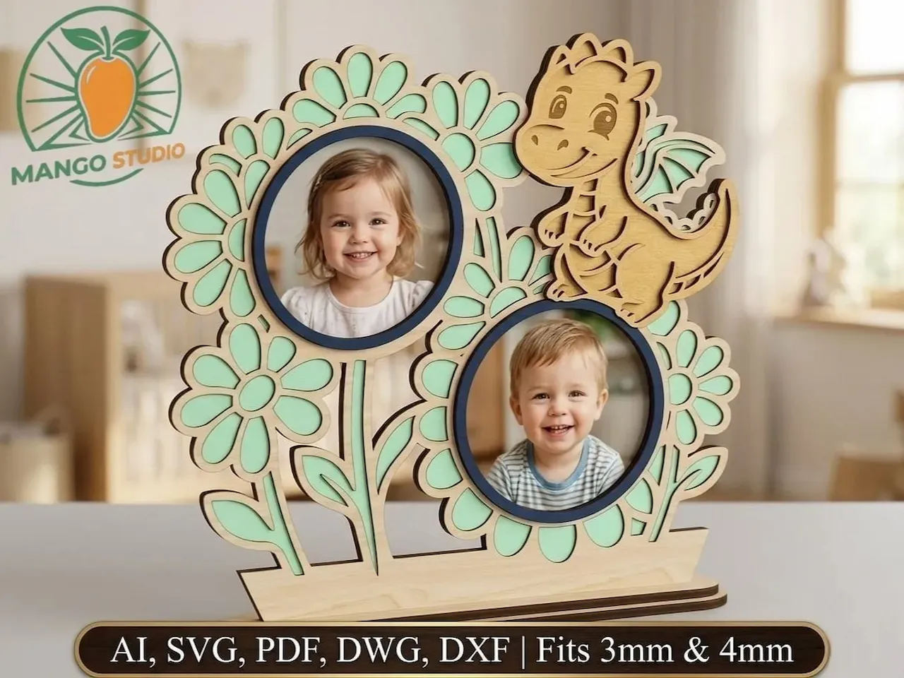 [Laser cut and engrave] Baby Dragon Kids Photo Frame 3mm 4mm