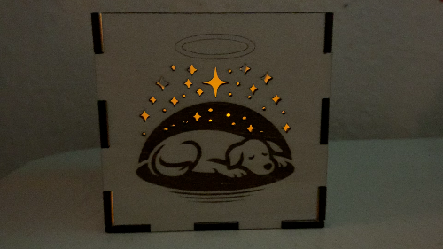 [Laser cut and engrave] Pet Memorial Keepsake Box with Paw Prints and Floral Details