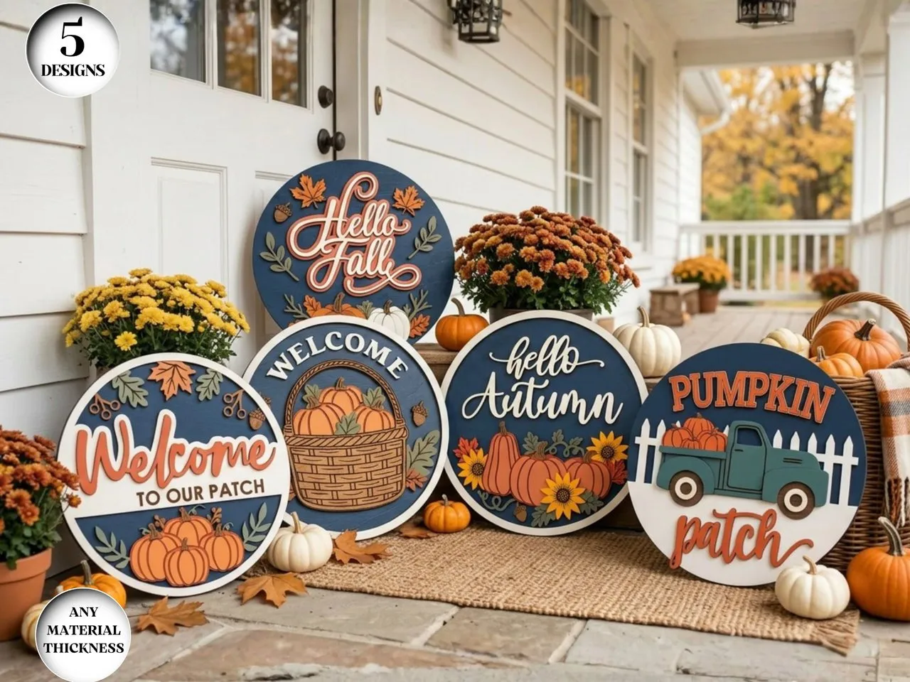 [Laser cut and engrave] Fall Door Hanger Laser Cut Bundle