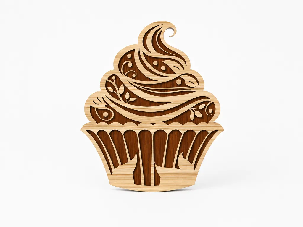 Cupcake - Floral Laser Cut Design