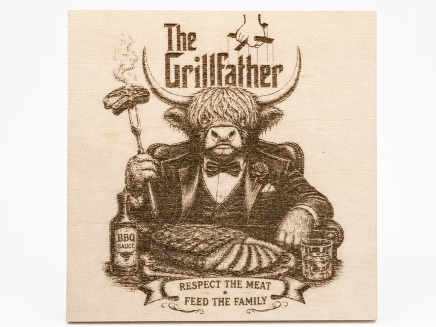 The Grillfather Highland Cow BBQ Wall Art Sign