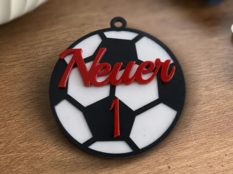 Soccer Ball Ornament / Keychain with Neuer Name and Number 1