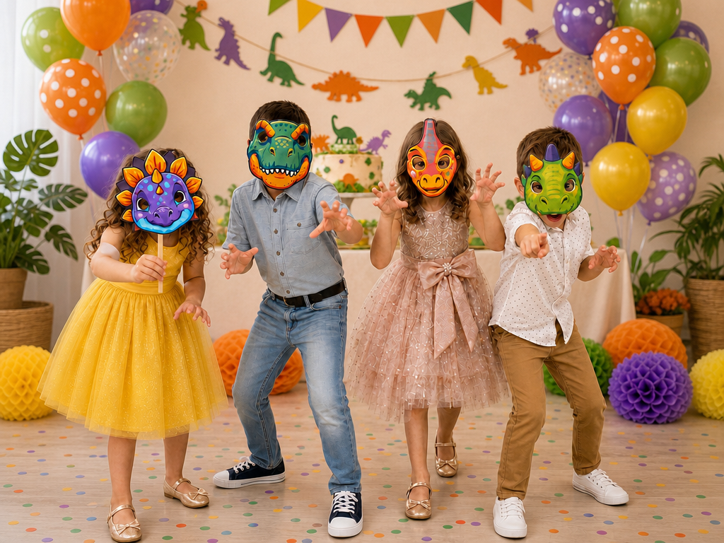 Children's Party Dinosaur Masks and Party Activity