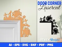 [Laser cut and engrave] Halloween Witch and Haunted House Door Corner Sign