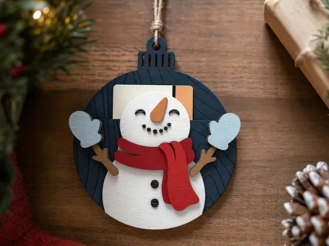 Snowman Christmas Ornament Gift Card Holder