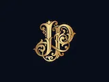 [Laser cut and engrave] Monogramme doré entrelacé avec les lettres J et P sur fond violet