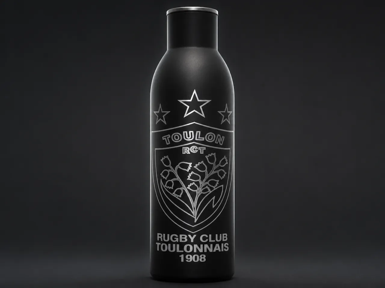 [Laser cut and engrave] Gourde noire isotherme Rugby Club Toulonnais