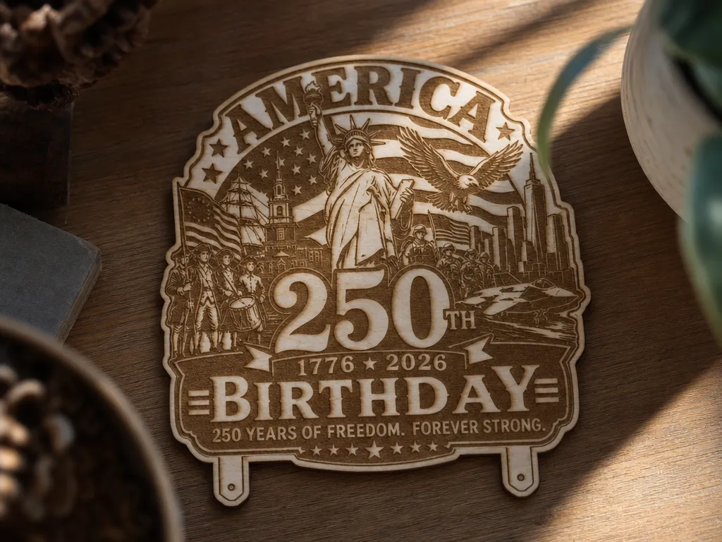 America 250th Birthday Commemorative Plaque with Statue of Liberty and Eagle