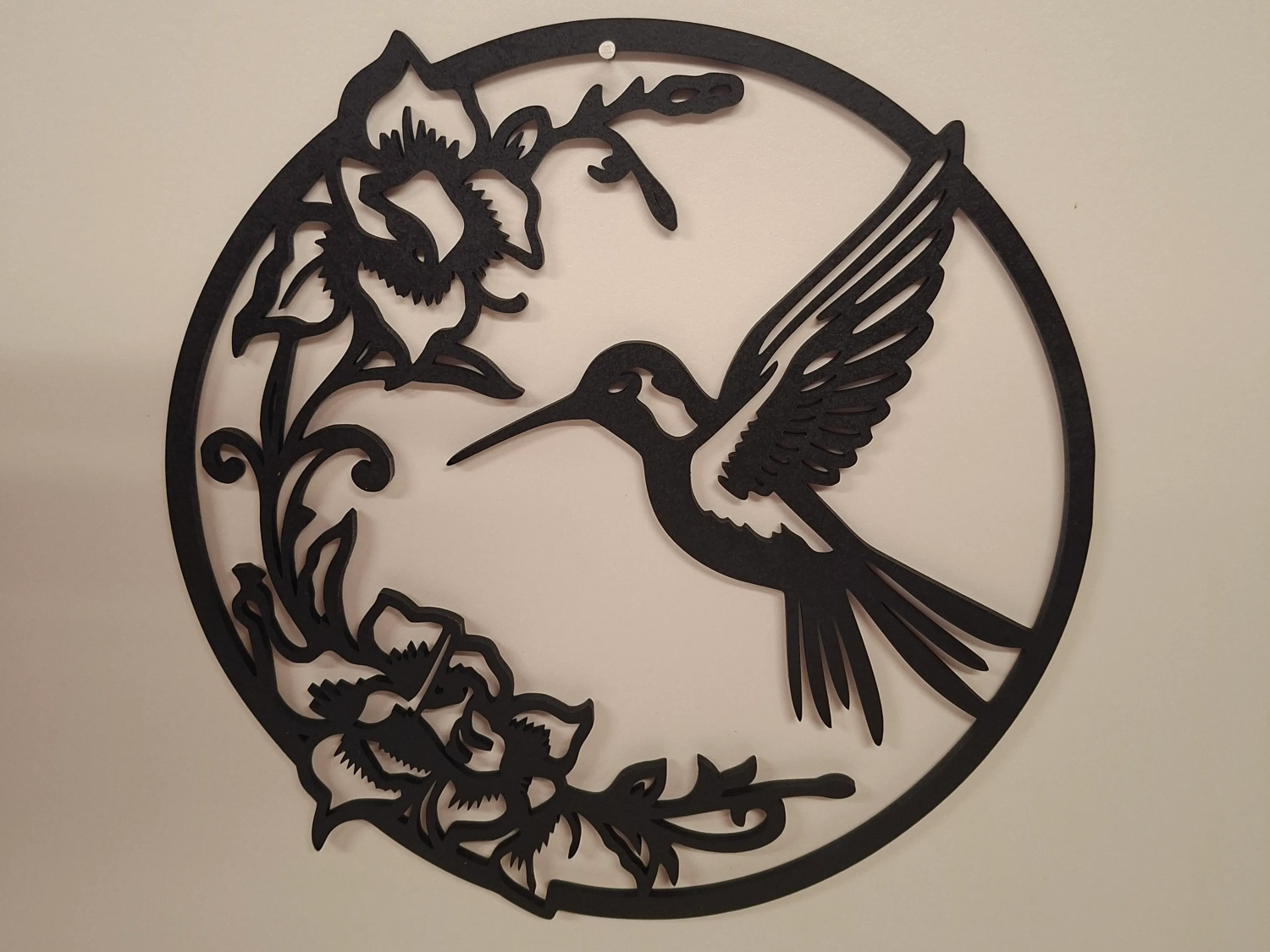 Hummingbird and Floral Circular Wall Hanging