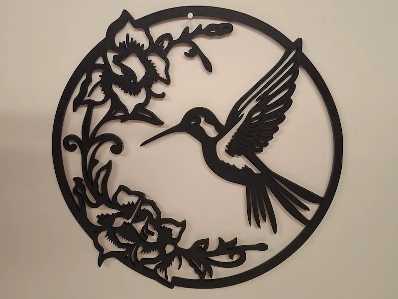 Hummingbird and Floral Circular Wall Hanging
