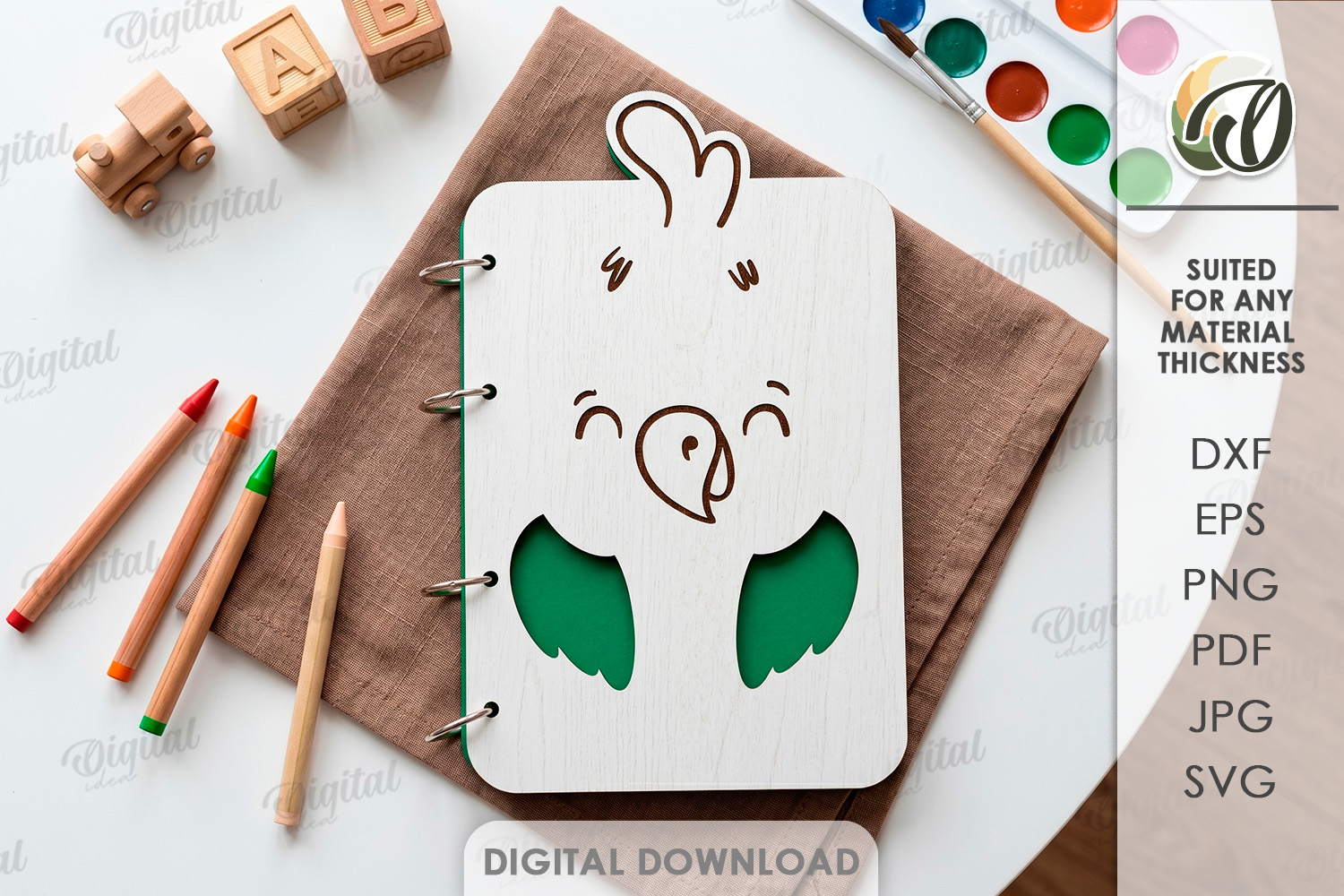 [Laser cut and engrave] Cute Notebook Covers Bundle. Animal Journal Cover Laser Cut Files. Kids Notebook. School SVG. 4 Ring Binder. Children's Planner