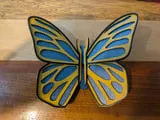 [Laser cut and engrave] Layered Yellow and Blue Butterfly Wall Art